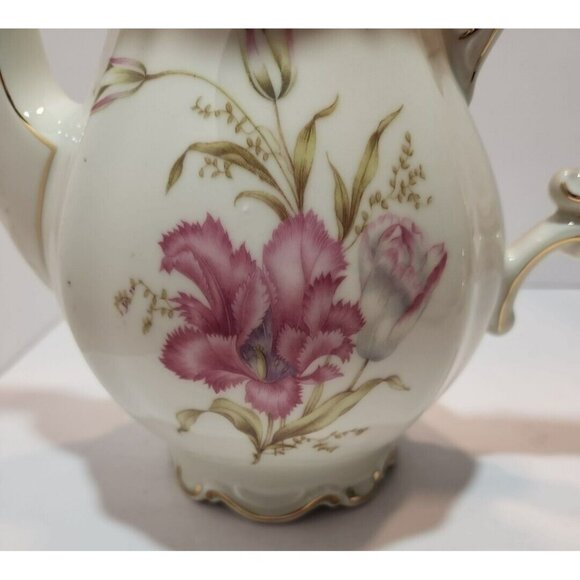 Vtg Mitterteich Bavaria Tea Set 1930's - 1940's Pink Floral w/ Gold Details Trim - Picture 13 of 16
